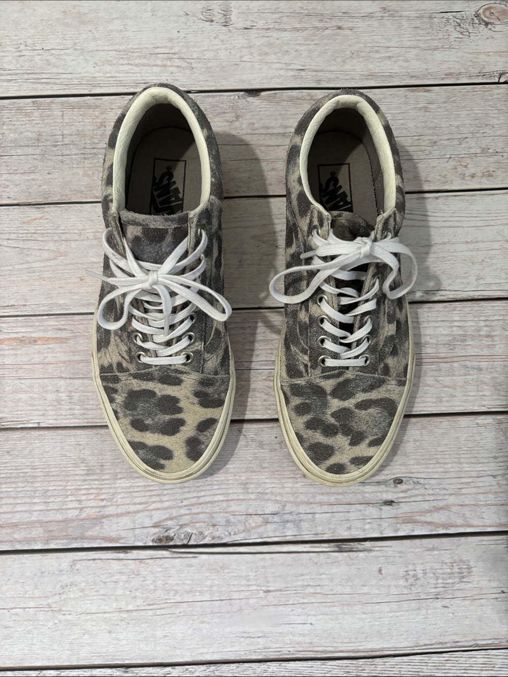 Vans Leopard Canvas Sneakers - Gray & Cream